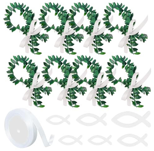 Kommunion Deko Set, 40 PCS Fisch Taufe Deko aus Rattan, holzfische kommunion, Fisch Eukalyptus Tischdeko, Holz Fische Streudeko, Taufe Tischdeko Set mit Band für Kommunion Konfirmation Taufe Deko