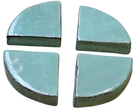 Teramico Saucer Feet for Flower Pots/Planters Blue Anthracite White Stoneware Glazed Completely Frost-Proof (Celadon Green, Set of 4)