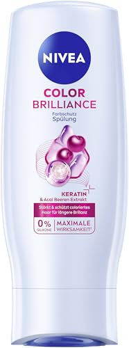 NIVEA Color Brilliance Farbschutz Spülung, feuchtigkeitsspendende Haarspülung mit Keratin und Acai Beeren-Extrakt, Conditioner für längeren Farbschutz (200 ml)
