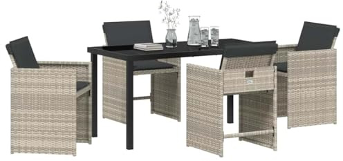 vidaXL Garden Dining Set 5 pcs Light Grey Poly Rattan, Garden and Terrace, Modern Dining Set, Durable Outdoor Setup, Chic Patio Furniture, Elegant Al Fresco Experience, Stylish Ensemble