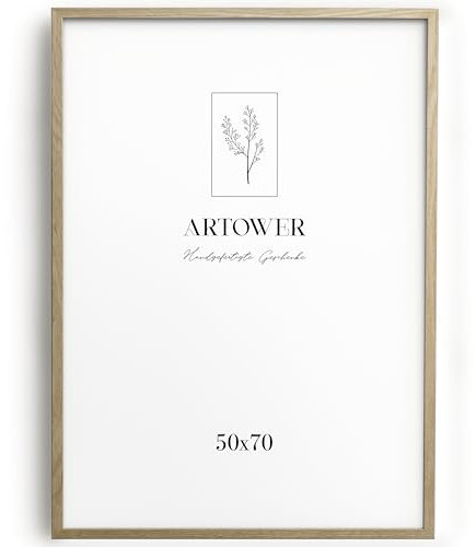 Artower® Bilderrahmen für 50 x 70 cm Natur Holz Eiche Dünner Rahmen | Posterrahmen Groß Collage | Picture Frame Oak Wood 50x70cm | Holzrahmen Holz-Bilderrahmen | Holzbilderrahmen Poster Echtholz