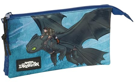 So trainieren Sie Ihren Dragon: Dreifach-Federmäppchen, Federmäppchen für Kinder, ideal für Kinder im Schulalter, bequem und vielseitig, Qualität und Widerstandsfähigkeit, 22 x 3 x 12 cm