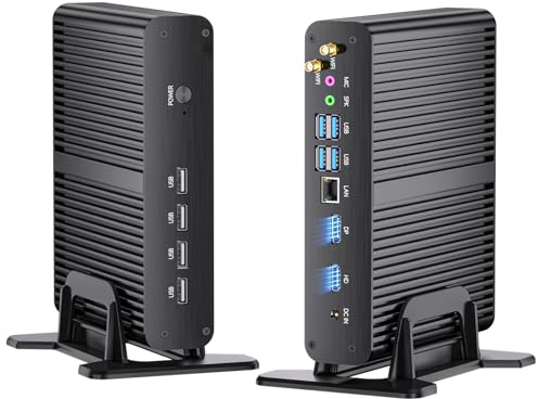 Kinupute Fanless Mini PC, Desktop Computer i7-1165G7 2.8-4.7GHz, Win-11 Pro, 16G DDR4, 256G NVME SSD, Iris Xe Graphics, HD/DP, Dual Display, 8K/4K@60Hz, WiFi6, BT5.2, VESA, WOL, Full Metal Case