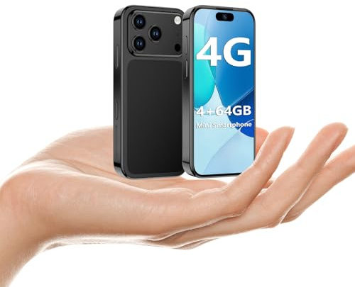 BLKE S (Novità 2025) Mini smartphone 4G sbloccato, schermo HD da 3,88, 2000 mAh, Android 12, 4GB RAM + 64GB ROM, 5 MP + 13 MP, smartphone per bambini ultra piccolo (Nero)