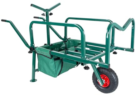 Relaxdays Angelwagen Transportwagen, Lastenkarre mit Tasche, HBT: 65x145x55 cm, verstellbar & klappbar, Stahl, Farbwahl