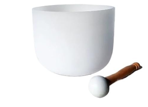 Cristal Cuenco tibetano Cuenco cantor de cristal cuarzo esmerilado blanco curativo con sonido 6 pulgadas for curar 440hz(440hz B)
