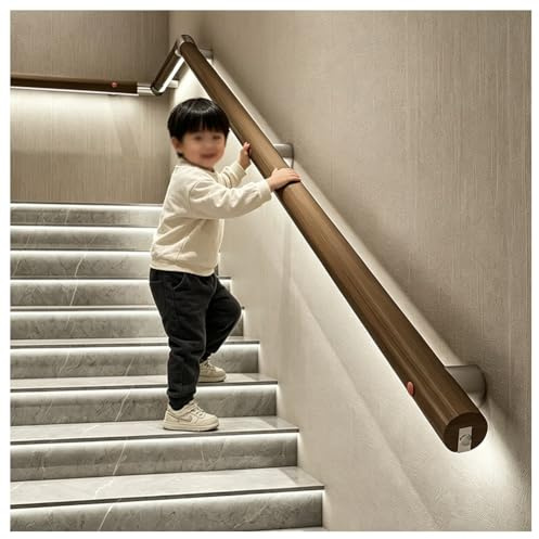 exproyzk Pasamanos LED Personalizable para Escaleras, Pasamanos De Madera para Escaleras Interiores con Sensor De Movimiento, Barandilla Moderna Escaleras En Hogares, Jardines
