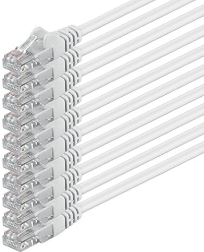 1aTTack.de 10x 10m Câble Réseau Cat6 Cat 6 - RJ45 Ethernet LAN DSL Routeur Modem - Blanc