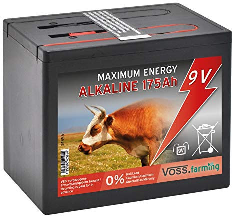 Batteria 9 V VOSS.farming Alcalina 175AH, per elettrificatori da recinzione elettrica, grande