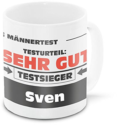 Namens-Tasse Sven mit Motiv Stiftung Männertest, weiss | Freundschafts-Tasse - Namens-Tasse