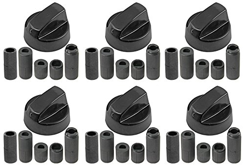 Spares2go Control Knobs for Indesit Oven Cooker/Hobs (Black, Pack Quantity: 6)