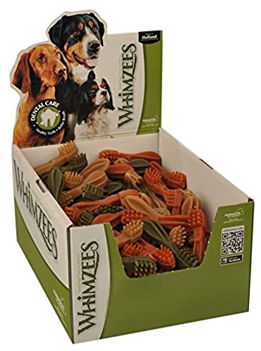 WHIMZEES Natural Dental Dog Treats Cepillo M Mix 11,4CM (75U/C), Negro, Medium, 75