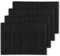 BambooMN Bamboo Slats Placemat with Fabric Border - Solid Colour Print - 18 x 13 - Black, 4 pcs
