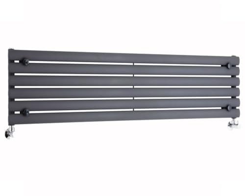MILANO Anthracite Horizontal Single Oval Panel Radiator 354 x 1600mm