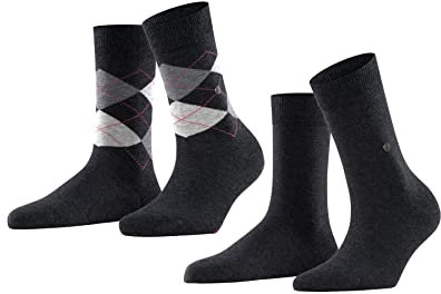 Burlington Damen Socken Everyday Mix Multipack W So Baumwolle gemustert 2 Paar, Grau Anthracite Melange 3081, 36-41