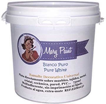Mary Paint | peinture pour meubles Effet peinture à la chaux, Blanc pure, 750 ml