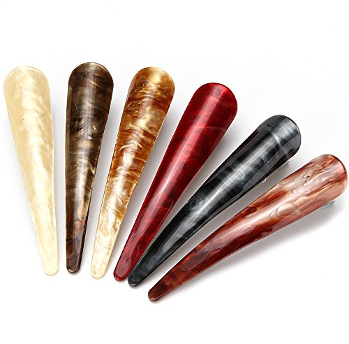 LONEEDY Lot de 6 8,4 cm Canard dents nœuds Pinces à cheveux cheveux Grip Crocodile Accessoires Hairpin Chic Style Griffe Barrettes A Cheveux Makeover Pincez Clip - Classique