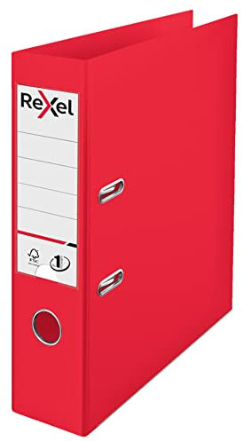 Rexel Choices, A4 Lever Arch File, 75 mm Spine, 500 Sheet Capacity, Plastic Cover, File Folder, 2115504, Light Red