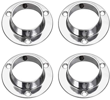 sourcing map Closet Wardrobe Rod Flange,32mm/1.26inch Dia, Socket Bracket Support Holder for Pipe 4Pcs