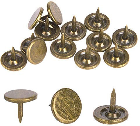 100pcs chiodo da tappezzeria, grande testa piatta chiodo da tappezzeria in bronzo ciano chiodi da tappezzeria antichi chiodi metallici chiodi decorativi perni(9 x 8mm)