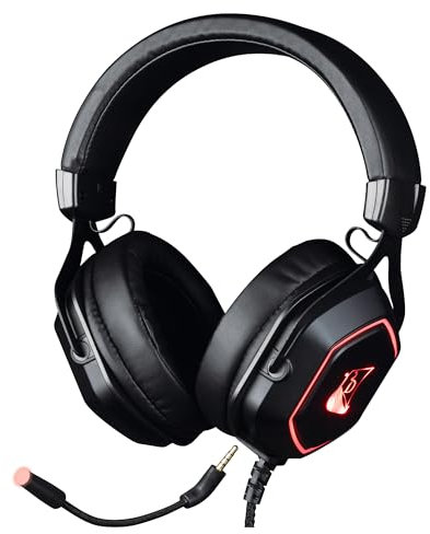 Konix Drakkar Casque Gaming Filaire Ragnarök Evo 7.1 pour PC - Haut-parleurs 50 mm - Microphone - Câble USB 2 m - Rétroéclairage - Noir et Rouge