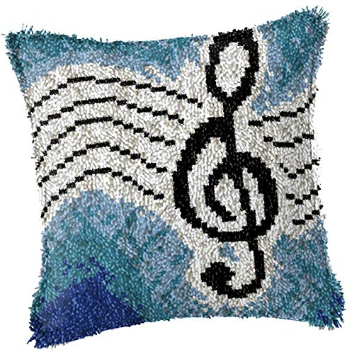 DIY knüpfen Set Knüpfteppich Für Kinder Und Erwachsene Knüpfteppich Knüpfset Knüpfpackung zum Selber Knüpfen Teppich Latch Hook Kit Niedliche Tier Motive Deko-Kissen Bastelset 43x43cm,A