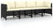 vidaXL Gartensofa 4-Sitzer mit Auflagen Lounge Sofa Couch Sitzgruppe Ecksofa Mittelsofa Sitzgarnitur Gartenset Schwarz Poly Rattan