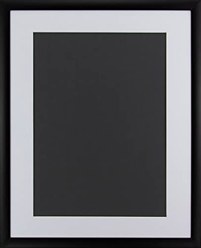 Massivholz-Bilderrahmen Dauphine 70 x 90 cm mit Passepartout passend für Bild 60 x 80 cm Rahmenfarbe: Schwarz Matt,Passepartoutfarbe: Ultra Weiß. Geeignet für Kunstdrucke, Poster und mehr.