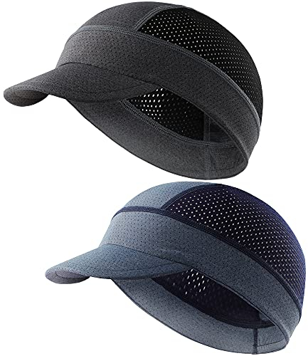 Arcweg Cycling Cap UV Schutz, Fahrrad Kappe Unterziehmütze UPF 50+, Fahrradkappe Fahrrad Unterhelm Mütze für Herren Damen Schweißabsorbierend Faltbar weich Atmungsaktiv faltbar Joggen (Grau+Marine)