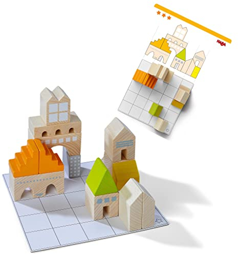 HABA 306313 - Legespiel Logikbaumeister, Holz- und Naturbausteine ab 5 Jahren, Made in Germany