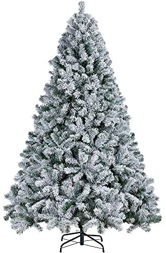 Yaheetech 228 cm 1284 Puntas Árbol de Navidad Artificial Esmerilado Árbol Decorativo con Nieve y Soporte