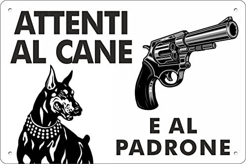 pubblimania Cuidado con el perro y el padre - Cartel de aluminio compuesto de 3 mm de grosor (20 x 30 cm)