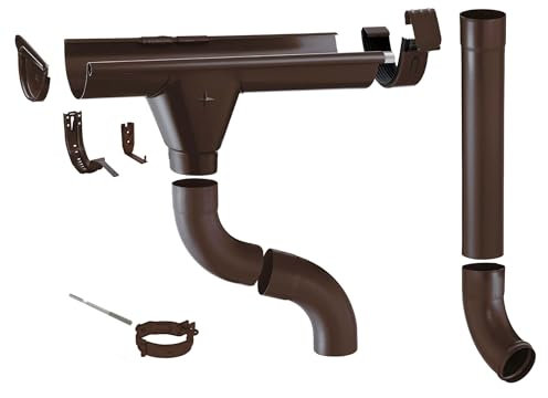 ZAMBELLI Zink Dachrinne Komplettset RG 280 6m Gartenhaus, Carport, Terrasse, 1 Dachseite, Kupferbraun ohne Löten, für Dachfläche bis ca. 80m²