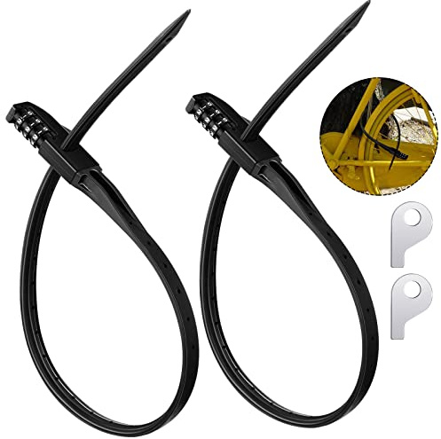 Qunclay Zip Tie Bike Lock Combination Cabinet Refrigerator Locks Bicycle Cable Combo Lock Multi Purpose Security Rack Lock Motorcycle Helmet Lock for Ski French Door Outdoor(Black, 2 Pack)
