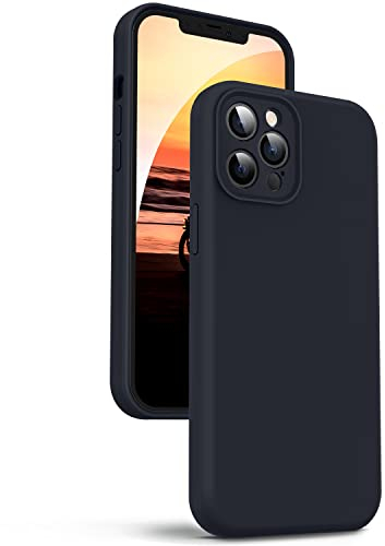 Supdeal Liquid Silikon Hülle für iPhone 12 Pro Max, [Kameraschutz] [Anti Fingerabdruck] [Kabelloses Laden] Flüssige Silikon Handyhülle Schutzhülle, Eingebaute Mikrofaser Case Cover, 6,7, Schwarz