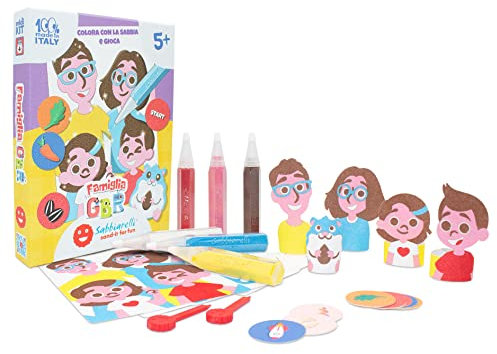 Sabbiarelli Sand-it For Fun Kit - Famiglia GBR: Zeichnungen zum bemalen mit Sand und Tisch-Spiel für Kinder, Kinder 5+