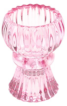dotcomgiftshop Double Ended Pink Glass Candle Holder