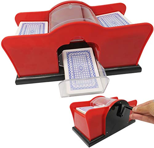 Evelots Spielkarten Shuffler - 2 Deck Kartenhalter, einfaches Handkurbelsystem, Kartenmischmaschine, Casino Kartenmischer für Blackjack Poker Texas Hold Em | Kartenspiele