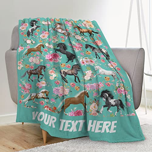 Individuelle Decke, personalisierte Geschenke für Frauen und Mädchen, 101,6 x 127,7 cm, individuelle Decken mit Namen, personalisierte Decke für Baby, Kinder, Erwachsene, weiche Pferdedecke,