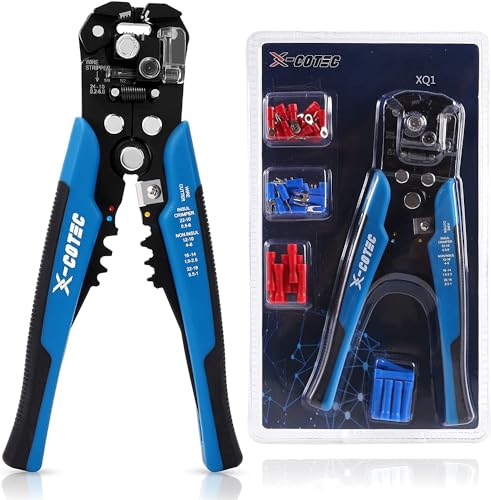 X-COTEC Spellacavi Elettrici Automatica Pinza Spelafili Elettricista, Spelafili 3 in 1, Tagliafili, Morsetti, 22-10 AWG (0.5-6 mm²) Professionale Attrezzi Elettricista Pinza Crimpatrice