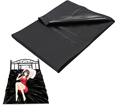 PVC-Simulation Latex Bettlaken Sex Wasserbett Spannbettlaken Wasserdichtes Bettlaken für Indoor Order Outdoor Multifunktionales Bettlaken (Einweg schwarz, 200x130)