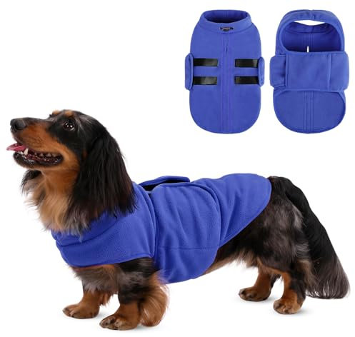 Queenmore Hundepullover Fleece Wintermantel Hund Hundemantel Winter, Hundepullover Kleine Hunde, Hundeweste Dackel, Chihuahua, Bulldog, Blau, XS