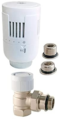 SOMATHERM FOR YOU - Universelles Thermostatventil T303 Eckform 3/8 (12x17) oder 1/2 (15x21) - Flüssigkeitsthermostatkopf M30x1.5 - Vernickelter Messingkörper - Mehrfarbig