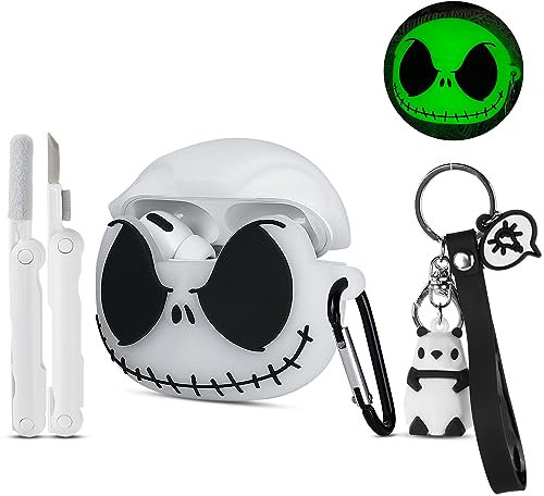 Custodia protettiva in silicone per AirPods Pro e Pro 2, compatibile con Apple AirPods Pro di 2a/1a generazione, con kit di pulizia e portachiavi carino, che si illumina al buio