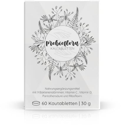 aila probioflora Kautabletten - 60 Stück, mit 9 Bakterienstämmen & 4 Vitaminen, Made in Germany