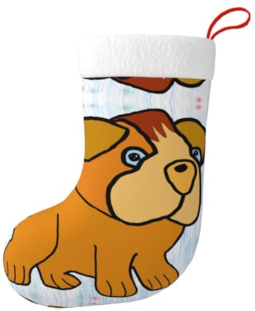 BROLEO Cartoon Mops Prints Weihnachtsstrümpfe - Weich, leicht Geeignet für Christbaumschmuck