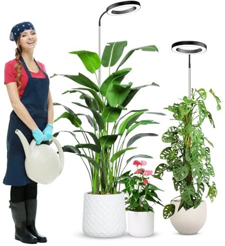 wolezek 80 LEDs Grow Light, 65in Grow Lights for Indoor Plants Full Spectrum, 3 Colors Plant Lights Indoor with 360°Gooseneck, 6/12/16H Timer, 5 Brightness, Height Adjustable, Black Pair