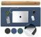 Nordik Schreibtischunterlage aus Filz und Leder, rutschfest, blau, 89 x 43 cm, Schreibtischunterlage aus Filz und veganem Leder, Dokumenten-Organizer, Schreibtischunterlage und Schreibtischunterlage,