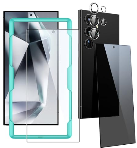 ESR 2+1 Pack for Samsung Galaxy S24 Ultra Screen Protector Set, 2 Tempered Glass Privacy Screen Protectors and 1 Set Individual Lens Protectors, Full-Coverage Protection, Scratch Resistant