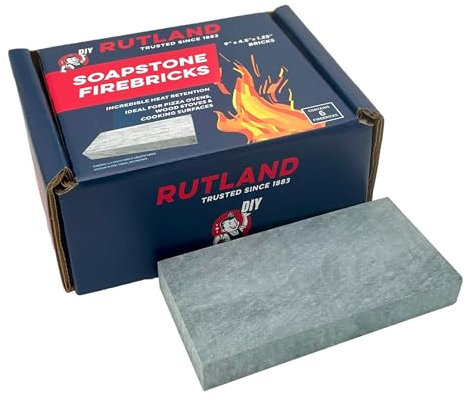 Rutland - Ladrillos refractarios de esteatita, Ladrillos refractarios de Primera Calidad para chimeneas de leña y Estufas de leña, Azul-Gris, 2,700+ F, Caja de 6